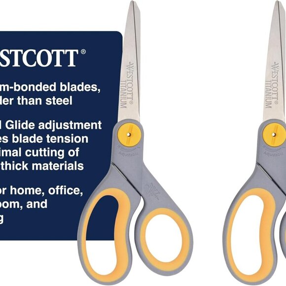 8-Inch Titanium-Bonded Scissors with Adjustable Glide Feature for Office and Hom - Picture 1 of 8